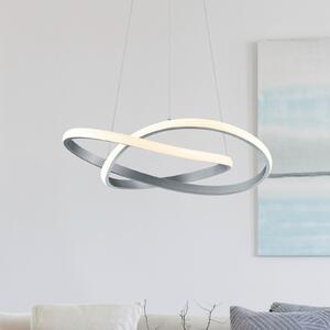 Reality Leuchten Lampă suspendată cu LED Course, nichel mat, 3.000 K, Ø 60 cm, metal, reglabil, Gri, Camera de zi / sufragerie, Metal, Modern