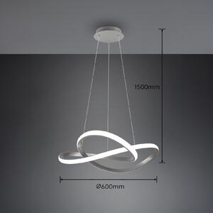 Reality Leuchten Lampă suspendată cu LED Course, nichel mat, 4.000 K, Ø 60 cm, metal, reglabil, Gri, Camera de zi / sufragerie, Metal, Modern