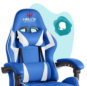 Scaun gaming pentru copii HC - 1007 albastru cu detalii albe