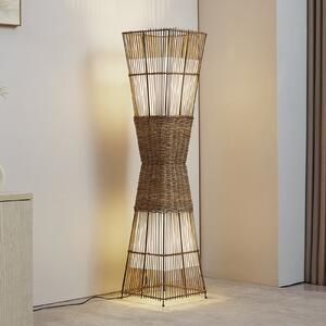 Lindby Jacinto lampadar, bambus, cânepă, înălțime 130 cm, Lemn, Camera de zi / sufragerie, Bamboo, Casă de țară / Rustic