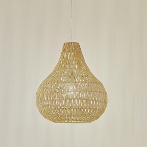 Lindby Lampă suspendată Miryam, frânghie de cânepă naturală, Ø 40 cm, reglabil, Lemn, Camera de zi / sufragerie, Lemn, Casă de țară / Rustic