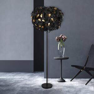 Reality Leuchten Lampă de podea Leavy, negru/auriu, înălțime 180 cm, plastic, Negru, Camera de zi / sufragerie, Plastic
