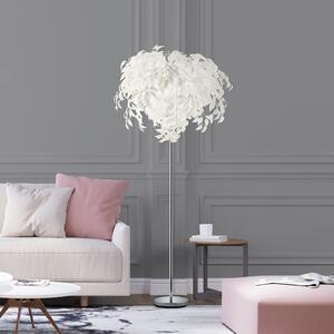 Reality Leuchten Lampadar Leavy, înălțime 180 cm, crom/alb, metal/plastic, Metalic, Camera de zi / sufragerie, Plastic