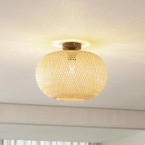 Lindby plafonieră Kessia, bambus natural, Ø 40 cm, reglabil, Lemn, Camera de zi / sufragerie, Bamboo, Casă de țară / Rustic