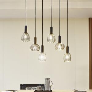 Lindby lampă suspendată Tolli, gri/negru, sticlă, 6 lumini, reglabil, Gri, Camera de zi / sufragerie, Sticlă, Modern