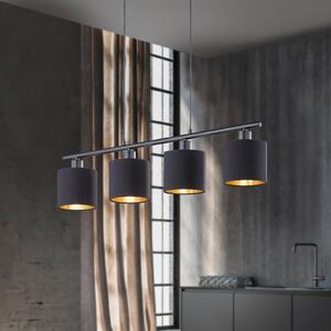 Reality Leuchten Lampă suspendată Tommy, negru/auriu, lungime 75 cm, 4 lumini, material, reglabil, Negru, Camera de zi / sufragerie, Metal, Modern