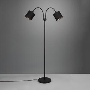 Reality Leuchten Lampă de podea Tommy, negru/auriu, înălțime 130 cm, cu 2 lumini din, Negru, Camera de zi / sufragerie, Metal, Modern