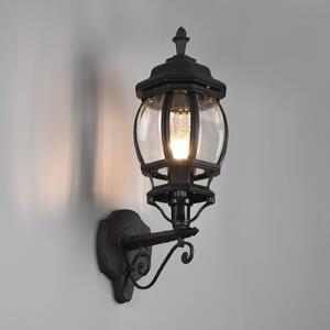Trio Lighting Aplică de exterior Elvo, soclu superior, negru mat, reglabil, Negru, Aluminiu, Antichitate