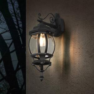 Trio Lighting Aplică de exterior Elvo, soclu inferior, negru mat, reglabil, Negru, Aluminiu, Antichitate