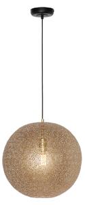 Freelight Lampă suspendată Oronero/Oro, Ø 40 cm, auriu, metal, reglabil, Auriu / Alamă, Camera de zi / sufragerie, Metal, Modern, glob
