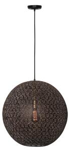 Freelight Lampă suspendată Oronero, Ø 50 cm, negru/auriu, metal, reglabil, Negru, Camera de zi / sufragerie, Metal, Modern, glob