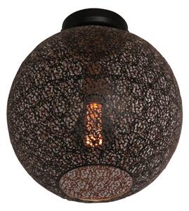 Freelight Plafonieră Oronero, Ø 30 cm, negru/auriu, metal, reglabil, Negru, Camera de zi / sufragerie, Metal, Modern, glob