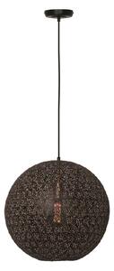 Freelight Lampă suspendată Oronero, Ø 30 cm, negru/auriu, metal, reglabil, Negru, Camera de zi / sufragerie, Metal, Modern, glob