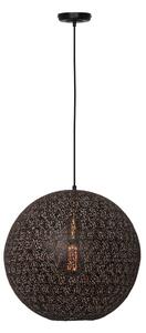 Freelight Lampă suspendată Oronero, Ø 40 cm, negru/auriu, metal, reglabil, Negru, Camera de zi / sufragerie, Metal, Modern, glob