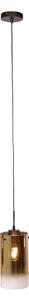 Freelight Lampă suspendată Ventotto, negru/auriu, Ø 15 cm, sticlă, reglabil, Auriu / Alamă, Camera de zi / sufragerie, Metal, Modern