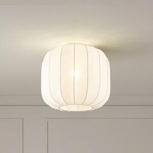 Lindby Helin plafonieră, alb, țesătură, Ø 35 cm, reglabil, Alb, Camera de zi / sufragerie, Țesătură / Textil, Scandinavă