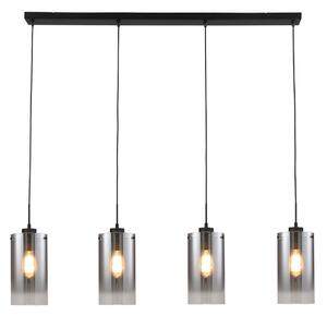 Freelight Lampă suspendată Ventotto, negru/fum, lungime 125 cm, 4 lumini., reglabil, Gri, Camera de zi / sufragerie, Metal, Modern