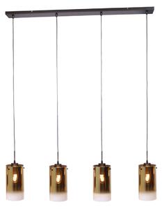 Freelight Lampă suspendată Ventotto, negru/auriu, lungime 125 cm, 4 lumini., reglabil, Auriu / Alamă, Camera de zi / sufragerie, Metal, Modern