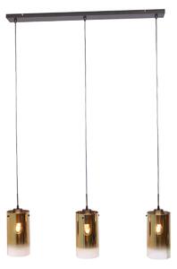 Freelight Lampă suspendată Ventotto, negru/auriu, lungime 105 cm, sticlă cu 3 lumini, reglabil, Auriu / Alamă, Camera de zi / sufragerie, Metal, Modern
