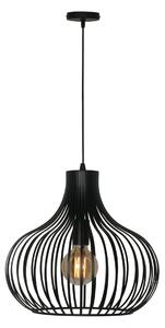 Freelight Lampă suspendată Aglio, Ø 38 cm, negru, metal, reglabil, Negru, Camera de zi / sufragerie, Metal, Modern