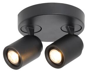 Freelight Spot de plafon Razza, negru, Ø 26,5 cm, 2 lumini, metal, reglabil, Negru, Camera de zi / sufragerie, Metal, Modern