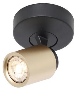 Freelight Spot de plafon Razza, negru/auriu, Ø 13 cm, metal, reglabil, Negru, Camera de zi / sufragerie, Metal, Modern
