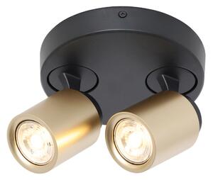 Freelight Spot de plafon Razza, negru/auriu, Ø 26,5 cm, 2 lumini., reglabil, Negru, Camera de zi / sufragerie, Metal, Modern