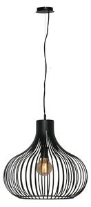 Freelight Lampă suspendată Aglio, Ø 48 cm, negru, metal, reglabil, Negru, Camera de zi / sufragerie, Metal, Modern