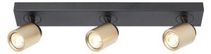 Freelight Spot de plafon Razza, negru/auriu, lungime 61 cm, 3 lumini., reglabil, Negru, Camera de zi / sufragerie, Metal, Modern