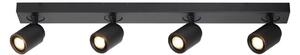 Freelight Spot de plafon Razza, negru, lungime 82 cm, 4 lumini, metal, reglabil, Negru, Camera de zi / sufragerie, Metal, Modern