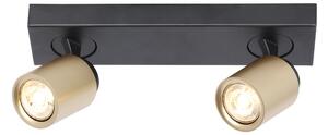 Freelight Spot de plafon Razza, negru/auriu, lungime 38 cm, 2 lumini., reglabil, Negru, Camera de zi / sufragerie, Metal, Modern