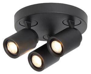 Freelight Spot de plafon Razza, negru, Ø 28,5 cm, 3 lumini metalice, reglabil, Negru, Camera de zi / sufragerie, Metal, Modern