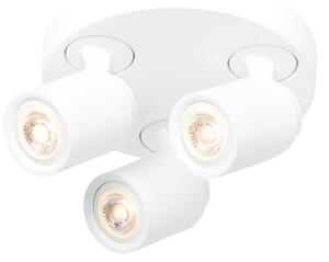 Freelight Spot de plafon Razza, alb, Ø 28,5 cm, 3 lumini, metal, reglabil, Alb, Camera de zi / sufragerie, Metal, Modern