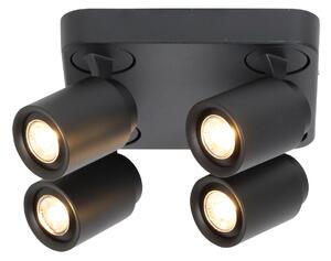 Freelight Spot de plafon Razza, negru, lungime 30 cm, 4 lumini, metal, reglabil, Negru, Camera de zi / sufragerie, Metal, Modern