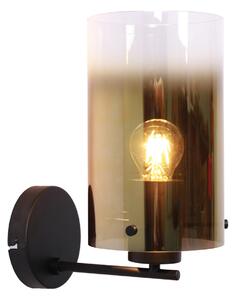 Freelight Aplică Ventotto, negru/auriu, lățime 15 cm, metal/glass, Auriu / Alamă, Camera de zi / sufragerie, Metal, Modern