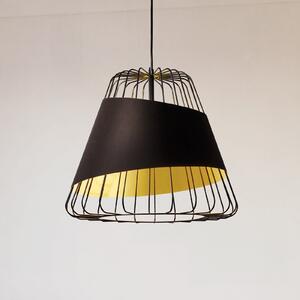 EGLO Lampă suspendată Austell, Ø 43 cm, negru/auriu, metal, material textil, reglabil, Negru, Camera de zi / sufragerie, Metal, Modern