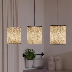 EGLO Lampă suspendată Butterburn, lungime 86 cm, bej/verde, cu 3 lumini,, reglabil, Bej, Camera de zi / sufragerie, Țesătură / Textil
