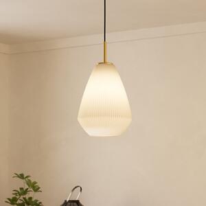 EGLO Lampă suspendată Caprarola, Ø 20 cm, culoare nisip, sticlă/metal, reglabil, Bej, Camera de zi / sufragerie, Sticlă, Modern