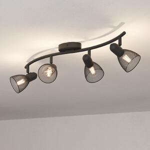 EGLO Spot de plafon Corvigno, lungime 64 cm, negru, 4 lumini, oțel, reglabil, Negru, Camera de zi / sufragerie, Metal, Modern