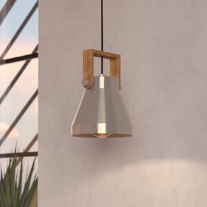 EGLO Lampă suspendată Cawton, Ø 16 cm, oțel/maro, oțel/lemn, reglabil, Lemn, Camera de zi / sufragerie, Lemn, Design industrial