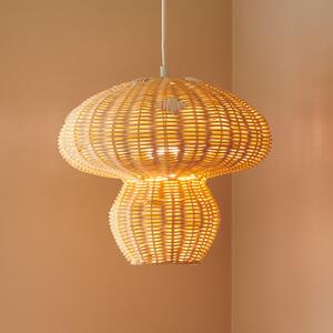 Nordlux Lampă suspendată Allie, rattan, formă de ciupercă, maro natural, reglabil, Lemn, Camera de zi / sufragerie, Lemn