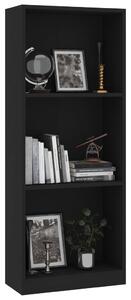 Bibliotecă cu 3 rafturi, negru, 40x24x109 cm, lemn compozit