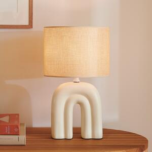 Nordlux Lampă de masă Haze, ceramică, abajur textil, bej, Bej, Camera de zi / sufragerie, Ceramică