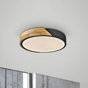 JUST LIGHT. GmbH DOAR LUMINĂ. Plafonieră cu LED Bila, negru, Ø 32 cm, lemn, Lemn, Camera de zi / sufragerie, Lemn