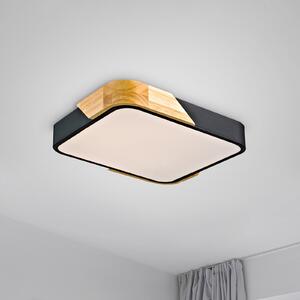 JUST LIGHT. GmbH DOAR LUMINĂ. Plafonieră cu LED Bila, negru, 32x32 cm, lemn, Lemn, Camera de zi / sufragerie, Lemn