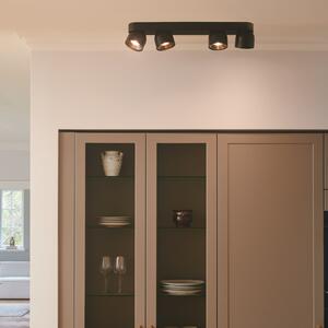 Nordlux Downlight Pitcher, GU10, 4 becuri, metal, negru, reglabil, Negru, Camera de zi / sufragerie, Metal, Modern