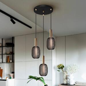 Schuller Valencia Suspensie cu LED Micron, trei becuri, negru, auriu, reglabil, Negru, Camera de zi / sufragerie, Metal
