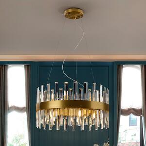 Schuller Valencia Lampă suspendată Grace, fier, sticlă, rotundă, Ø 55 cm, 14 lumini., Auriu / Alamă, Camera de zi / sufragerie, Metal