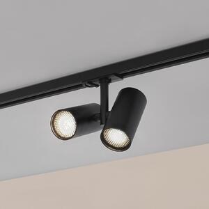 Lindby track spot Linaro, GU10, 2 becuri, negru, capac, reglabil, Negru, Camera de zi / sufragerie, Aluminiu, Modern