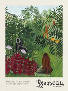 Artă imprimată Monkeys in the Forest - Henri Rousseau, (30 x 40 cm)